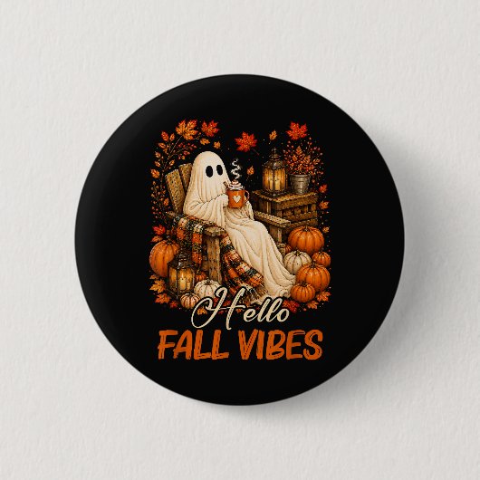 Hallo Herfst Sfeer Spook Cute Autumn Pompoen Ronde Button 5,7 Cm (Voorkant)