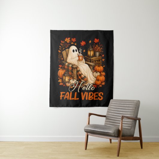 Hallo Herfst Sfeer Spook Cute Autumn Pompoen Wandkleed (In situ)