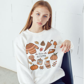 Hallo Herfst Shirt, Herfst Vibes, Retro Doodle Trui