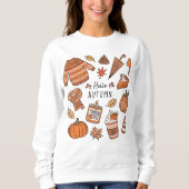Hallo Herfst Shirt, Herfst Vibes, Retro Doodle Trui (Voorkant)