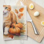 Hallo Herfst Sinaasappel Tabby Keuken Handdoek (Quarter Fold)