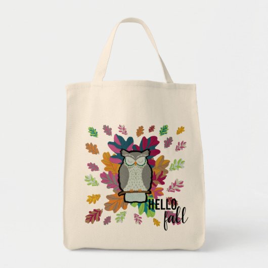 hallo Herfst Slapend Owl Animal Design Canvas tas (Voorkant)