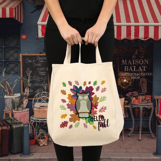 hallo Herfst Slapend Owl Animal Design Canvas tas