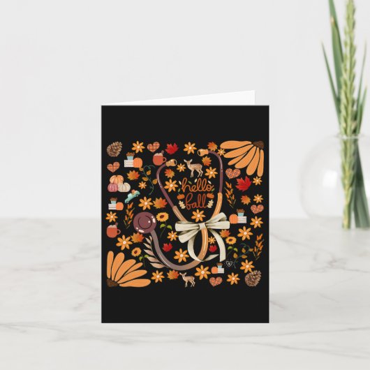 Hallo Herfst Stethoscoop Verpleegster Boho Bloemig Kaart (Voorkant)