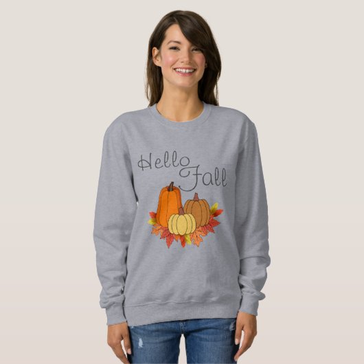 Hallo Herfst Sweatshirt -Bewerkbare tekst (Voorkant volledig)