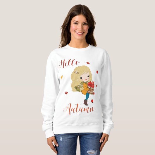 hallo herfst sweatshirt voor meisjes en vrouwen (Voorkant volledig)