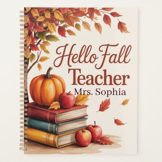 Hallo Herfst Teacher Waterverf Autumn gepersonalis Planner (Voorkant)