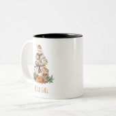 hallo Herfst Tered Tray Pumpkins Greenery Tweekleurige Koffiemok (Voorkant links)