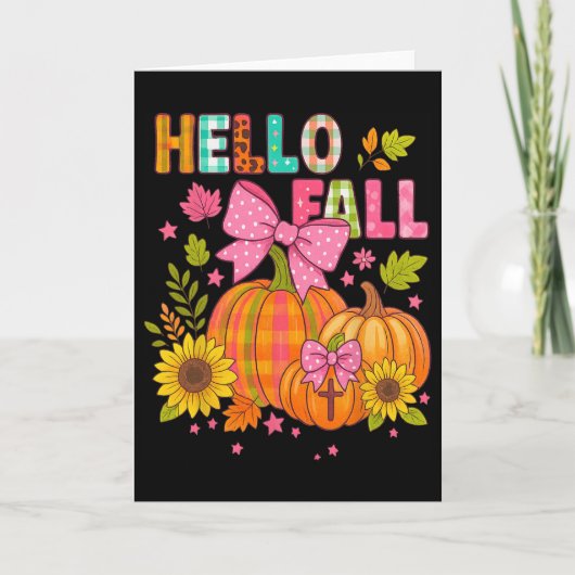 Hallo Herfst Thanksgiving Coquette Boho Bloemstuk Kaart (Voorkant)