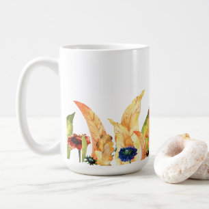 Hallo Herfst   Typografie   Herfstbloemen & Blader Koffiemok
