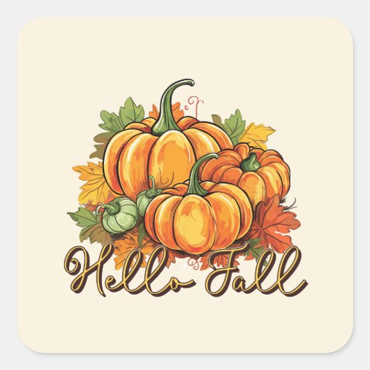 hallo Herfst Vierkante Sticker (Voorkant)