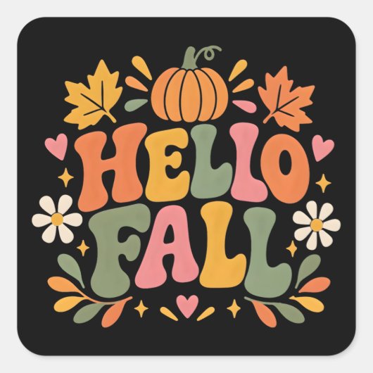Hallo Herfst Vierkante Sticker (Voorkant)