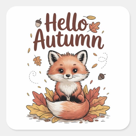 Hallo Herfst Vierkante Sticker (Voorkant)