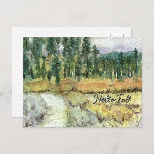 Hallo Herfst wandelpad berglandschapbos Briefkaart (Voorkant / Achterkant)