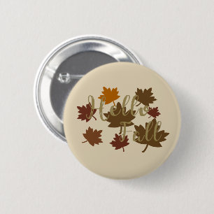 Hallo Herfst waterverf Herfstbladeren Ronde Button 5,7 Cm
