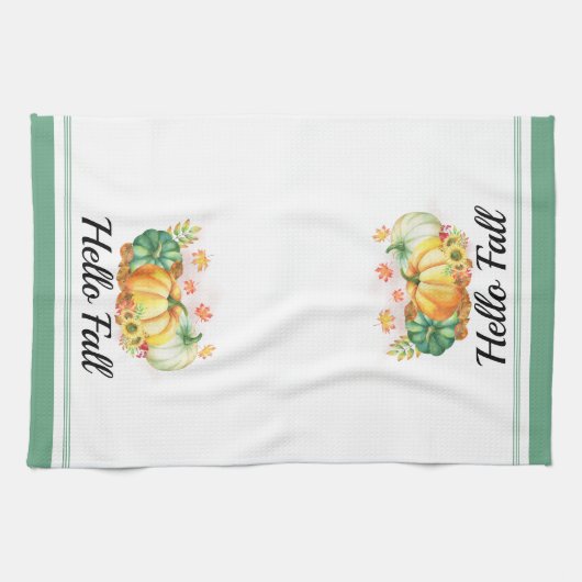 hallo Herfst Waterverf Pumpkins Thanksgiving Theedoek (Horizontaal)