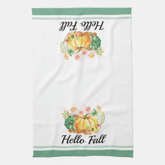 hallo Herfst Waterverf Pumpkins Thanksgiving Theedoek (Verticaal)