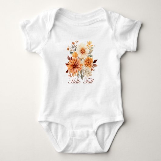 Hallo herfst Waterverf wilde bloemen bladeren herf Romper (Voorkant)