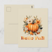 Hallo Herfst waterverf wilde bloemen herfstbladere Briefkaart (Voorkant / Achterkant)