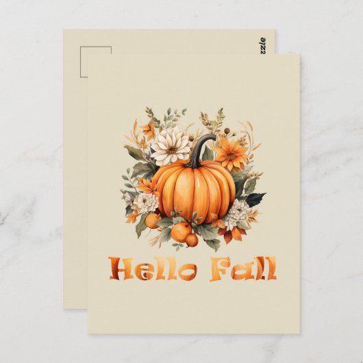 Hallo Herfst waterverf wilde bloemen herfstbladere Briefkaart (Voorkant / Achterkant)