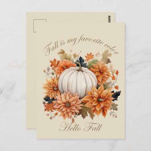 Hallo Herfst waterverf wilde bloemen herfstbladere Briefkaart (Voorkant / Achterkant)