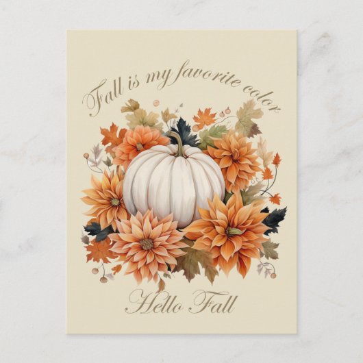 Hallo Herfst waterverf wilde bloemen herfstbladere Briefkaart (Voorkant)