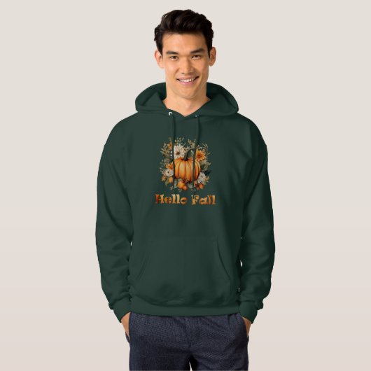 Hallo Herfst waterverf wilde bloemen herfstbladere Hoodie (Voorkant volledig)