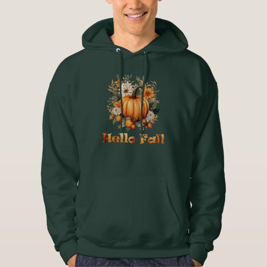 Hallo Herfst waterverf wilde bloemen herfstbladere Hoodie (Voorkant)