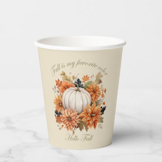 Hallo Herfst waterverf wilde bloemen herfstbladere Papieren Bekers (Voorkant)