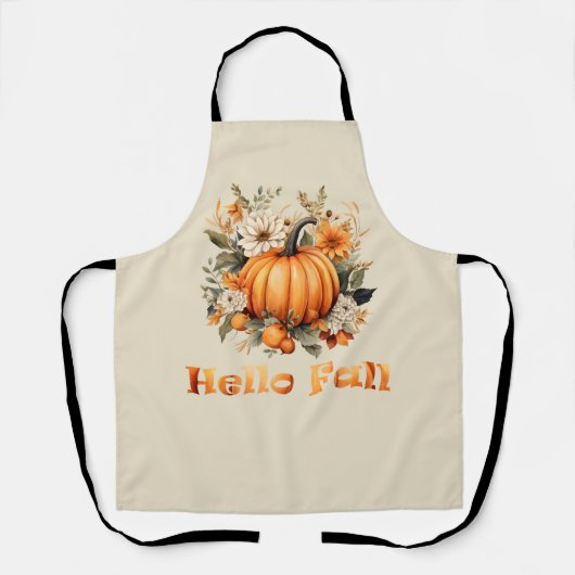 Hallo Herfst waterverf wilde bloemen herfstbladere Schort (Voorkant)