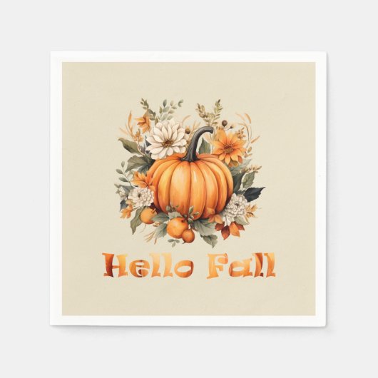 Hallo Herfst waterverf wilde bloemen herfstbladere Servet (Voorkant)