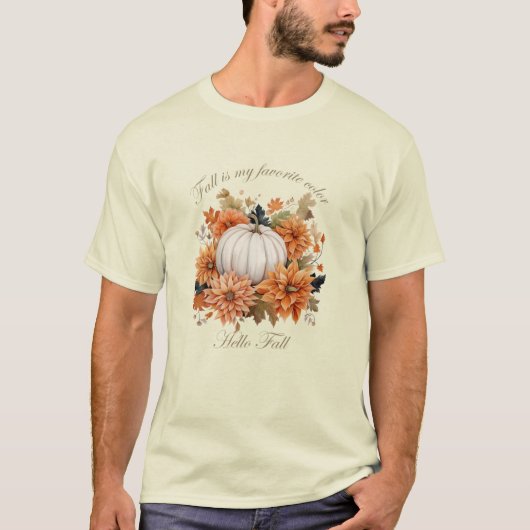 Hallo Herfst waterverf wilde bloemen herfstbladere T-shirt (Voorkant)