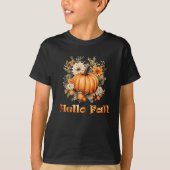Hallo Herfst waterverf wilde bloemen herfstbladere T-shirt (Voorkant)