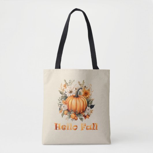 Hallo Herfst waterverf wilde bloemen herfstbladere Tote Bag (Voorkant)