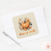 Hallo Herfst waterverf wilde bloemen herfstbladere Vierkante Sticker (Envelop)