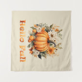 Hallo Herfst waterverf wilde bloemen herfstbladere Wandkleed (Voorkant (horizontaal))