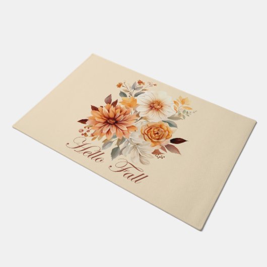 Hallo herfst Waterverf wilde bloemen verlaat herfs Deurmat (Schuin)