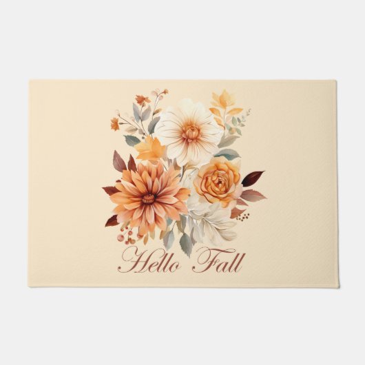 Hallo herfst Waterverf wilde bloemen verlaat herfs Deurmat (Voorkant)