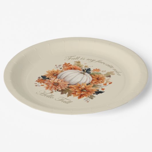 Hallo herfst waterverf wilde bloemen verlaat herfs papieren bordje (Gekanteld)