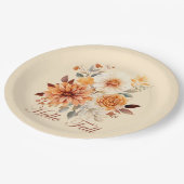 Hallo herfst Waterverf wilde bloemen verlaat herfs Papieren Bordje (Gekanteld)