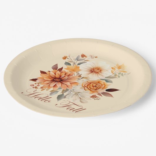 Hallo herfst Waterverf wilde bloemen verlaat herfs Papieren Bordje (Gekanteld)