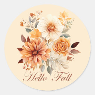 Hallo herfst Waterverf wilde bloemen verlaat herfs Ronde Sticker