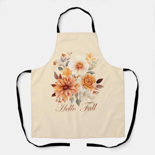 Hallo herfst Waterverf wilde bloemen verlaat herfs Schort (Voorkant)