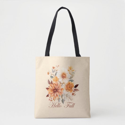 Hallo herfst Waterverf wilde bloemen verlaat herfs Tote Bag (Voorkant)