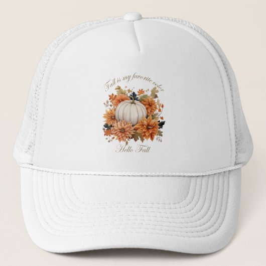 Hallo herfst waterverf wilde bloemen verlaat herfs trucker pet (Voorkant)