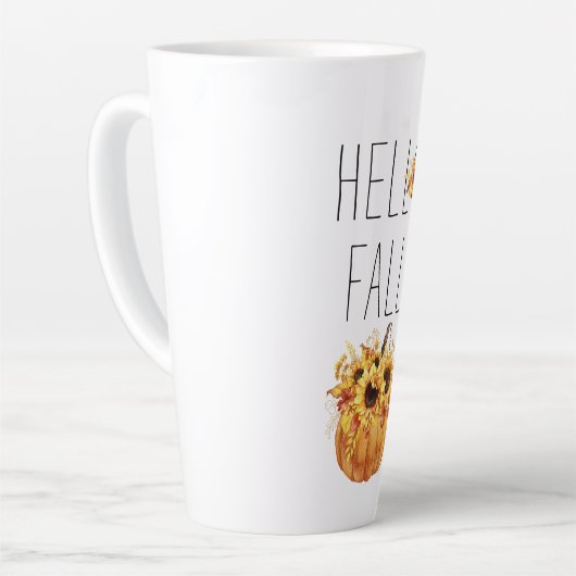 hallo Herfst Waterverf Zonnebloemen en pompoen Latte Mok (Linkerhoek)