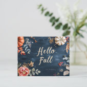 Hallo Herfst wenskaart met bloemen Briefkaart (Staand voorkant)