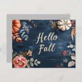 Hallo Herfst wenskaart met bloemen Briefkaart (Voorkant / Achterkant)