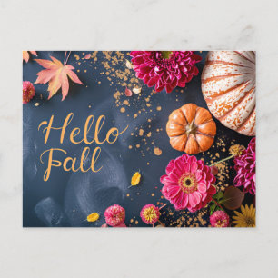 Hallo Herfst wenskaart met bloemen Briefkaart