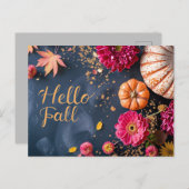 Hallo Herfst wenskaart met bloemen Briefkaart (Voorkant / Achterkant)